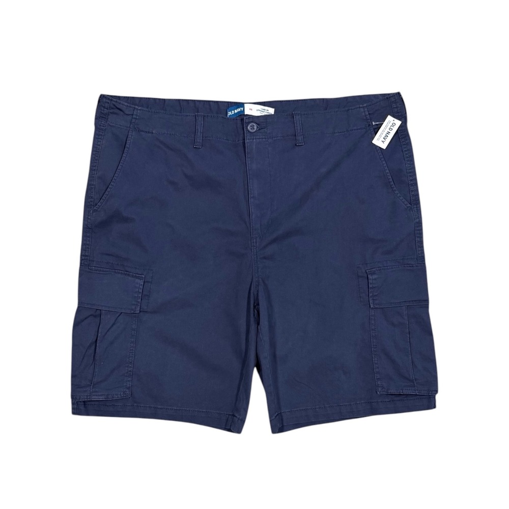 Old‎ Navy Mens 46 Lived-In Straight Cargo Shorts Navy Blue Built-In Flex NWT